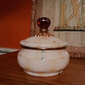 MacKenzie childs parchment check squashed pot